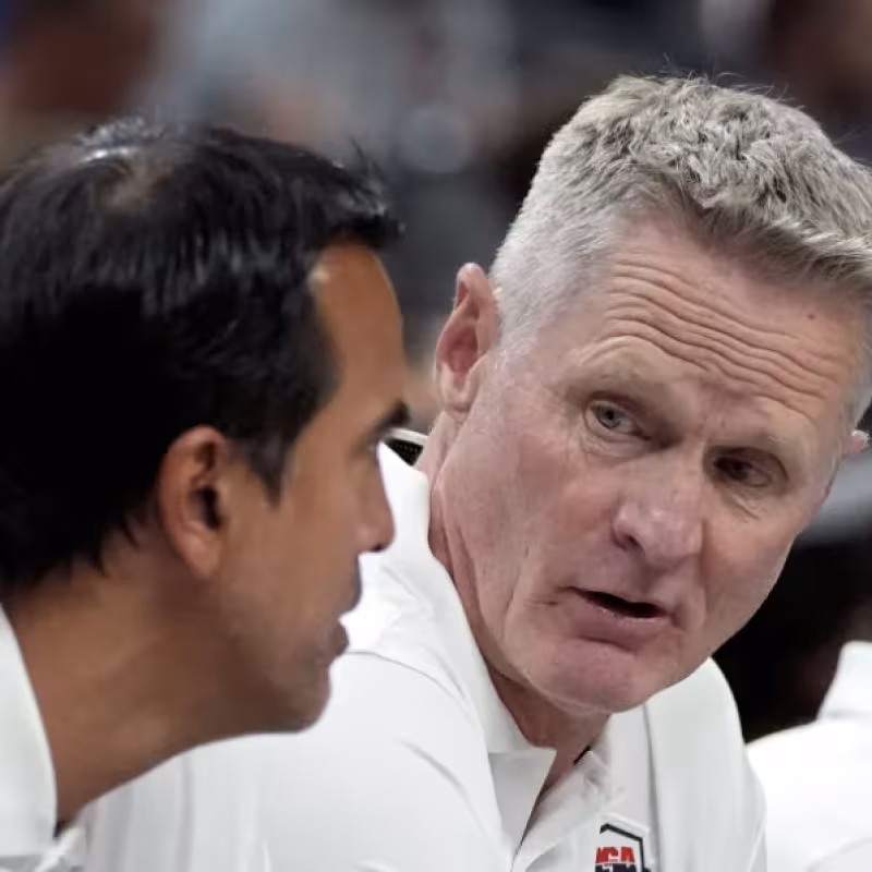 Steve Kerr, alongside Erik Spoelstra, coaches of Team USA at the 2024 Olympics.