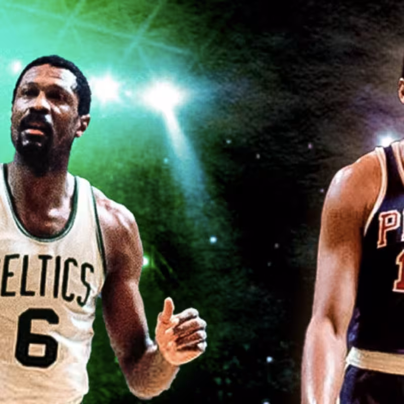 Wilt Chamberlain and Bill Russell, 2 of the best centers in the NBA.