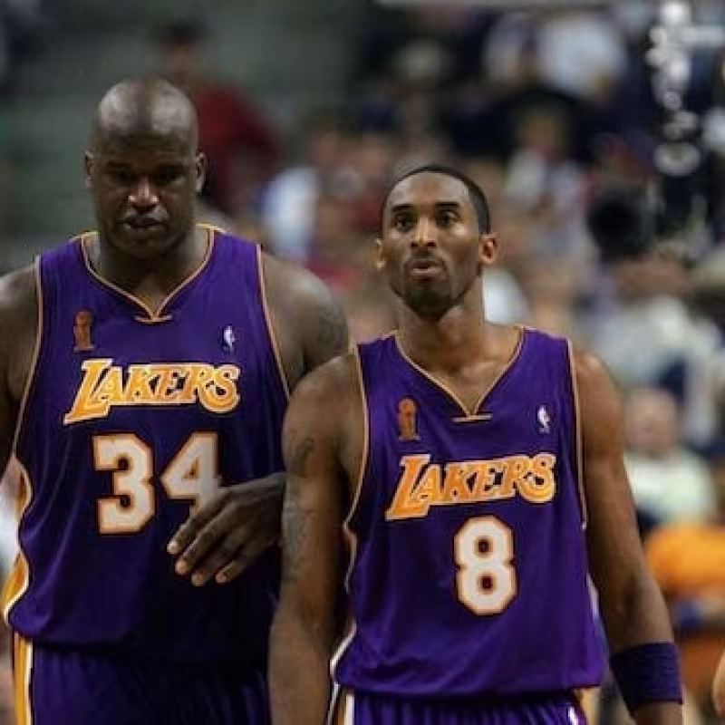 Shaquille O'Neal and Kobe Bryant, two of the best players in the history of the Los Angeles Lakers.
