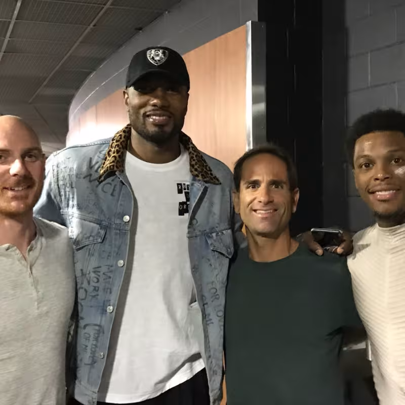 Joe Abunassar with Serge Ibaka and Kyle Lowry.