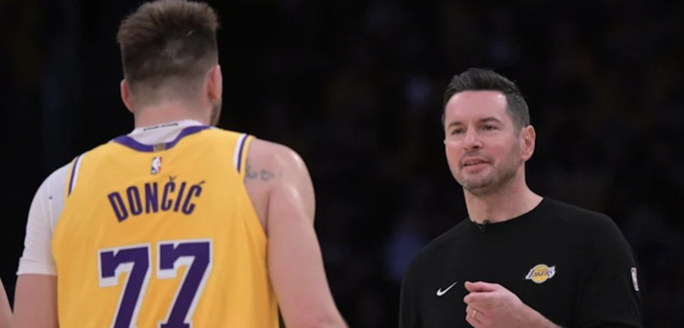 Luka Doncic, along with his coach JJ Redick.